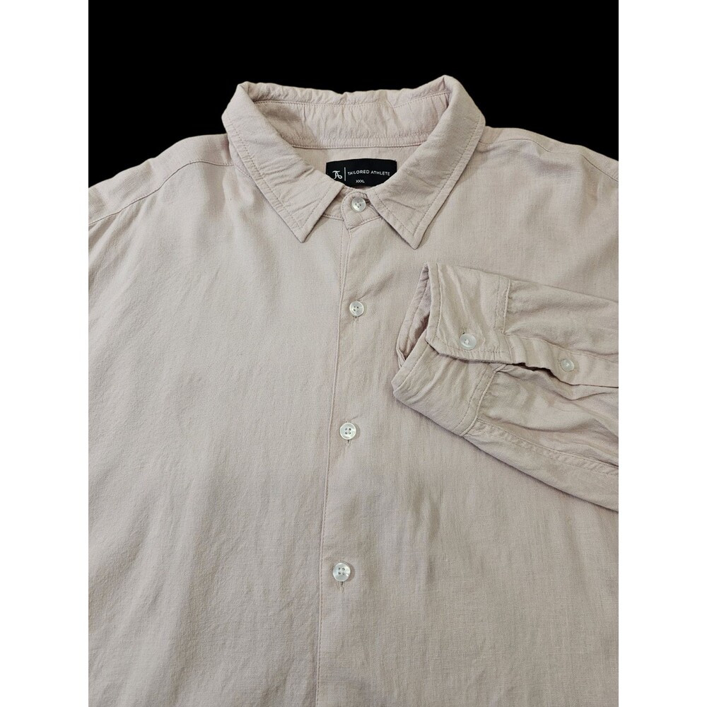 TAILORED ATHLETE Men's XXXL Linen Blend Long Sleeve‎ Button Up Shirt Pink